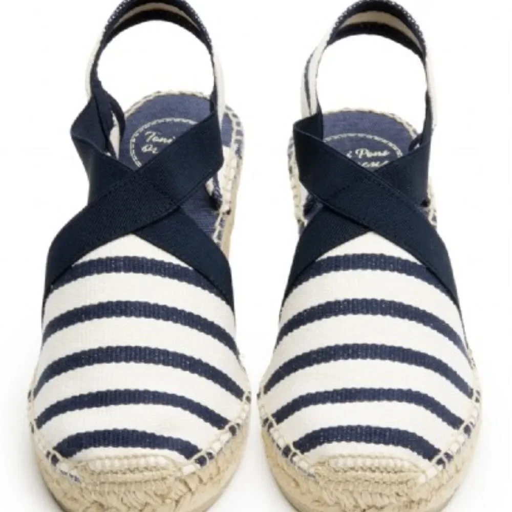 Toni Pons Verges Cru Mari Navy/White‎ Espadrilles Sz37/
